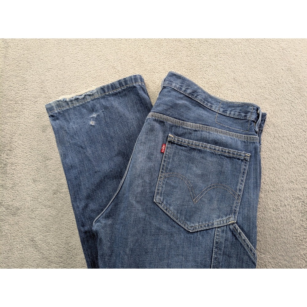 Levis Mens Carpenter Jeans Blue Denim Straight Leg Workwear Pants 34x32